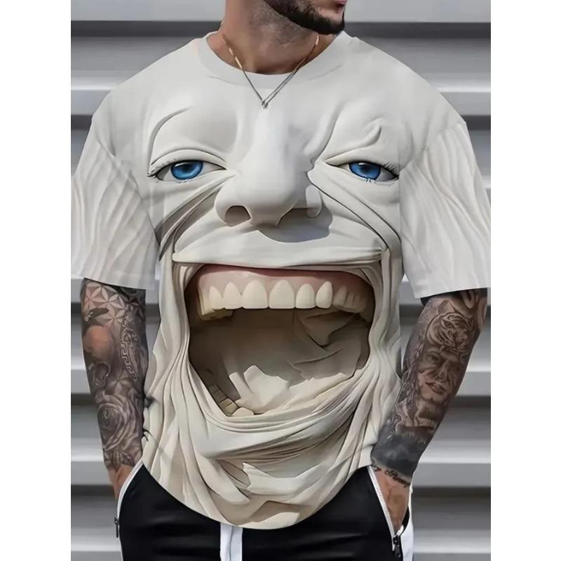 Moda Uomo T-shirt da Uomo Stampata 3D Girocollo Manica Corta Trendy Streetwear