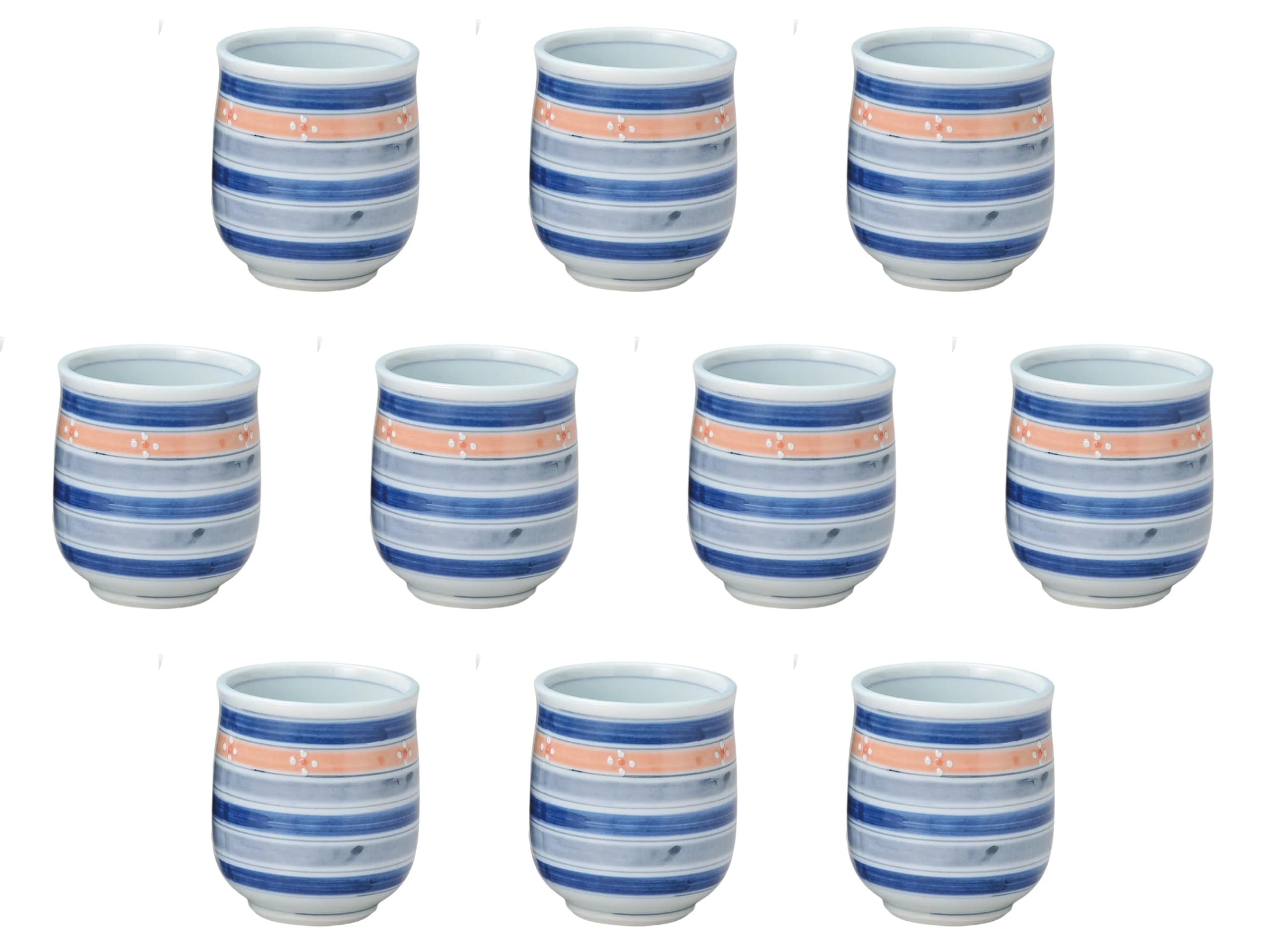 

Set of 10 white plum teacups x cm Teacups Setomonohonpo Koma-suji (small) [6.7 7.8 (190 cc)]