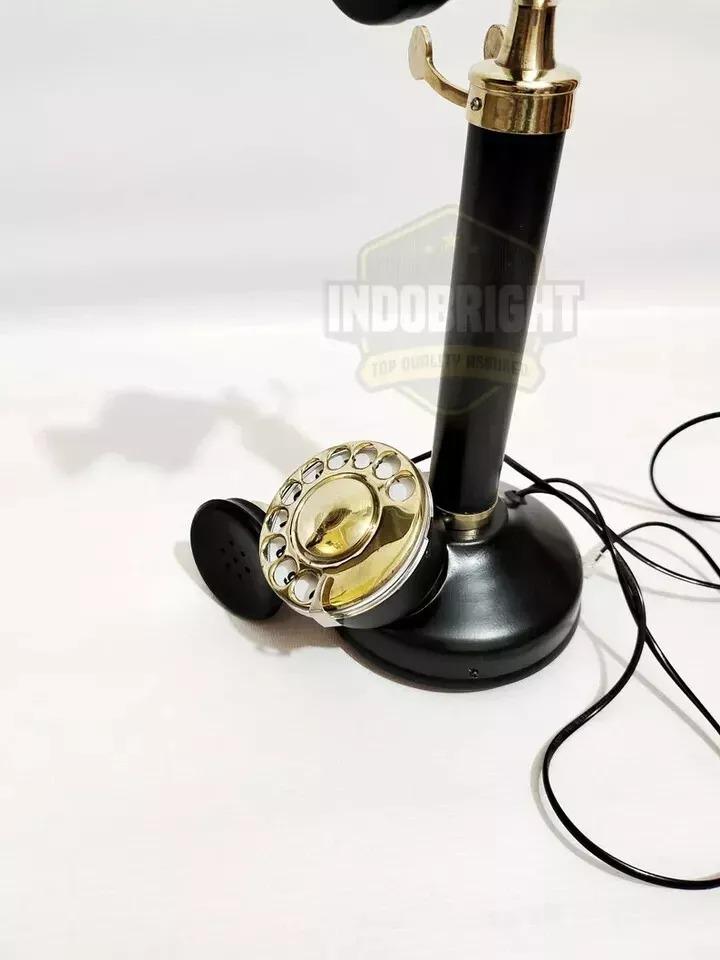 Vintage Western Telephone With Rotary Dial - Brass Rustic Landline Telephones