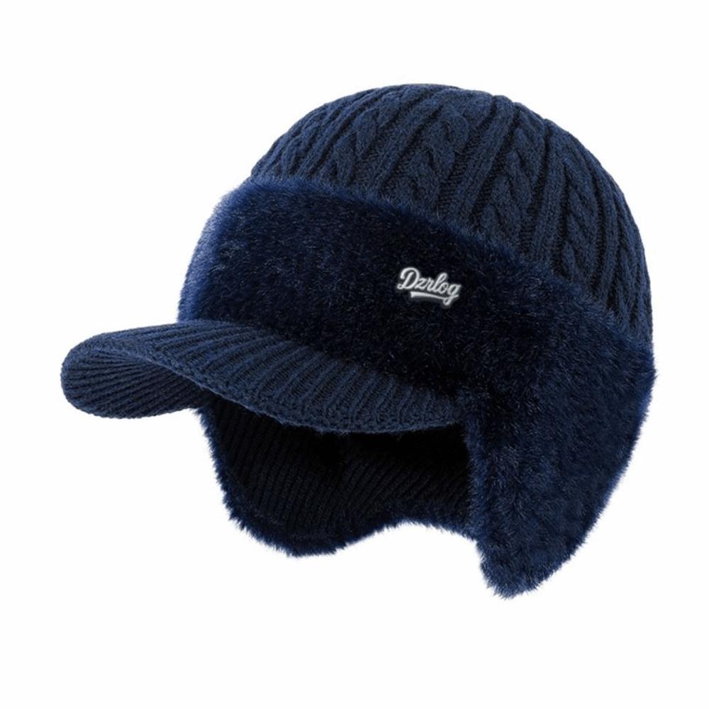 

Comfortable Thick Warm Winter Thermal Hat Earflaps Elasticity Knitted Cap Windproof Ear Protection Cap Dad Grandpa темно-синього кольору