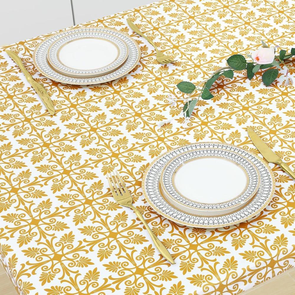 Waterproof Baroque Print Elastic Fitted Tablecloth Rectangular Outdoor Fold Table Cover  Picnic