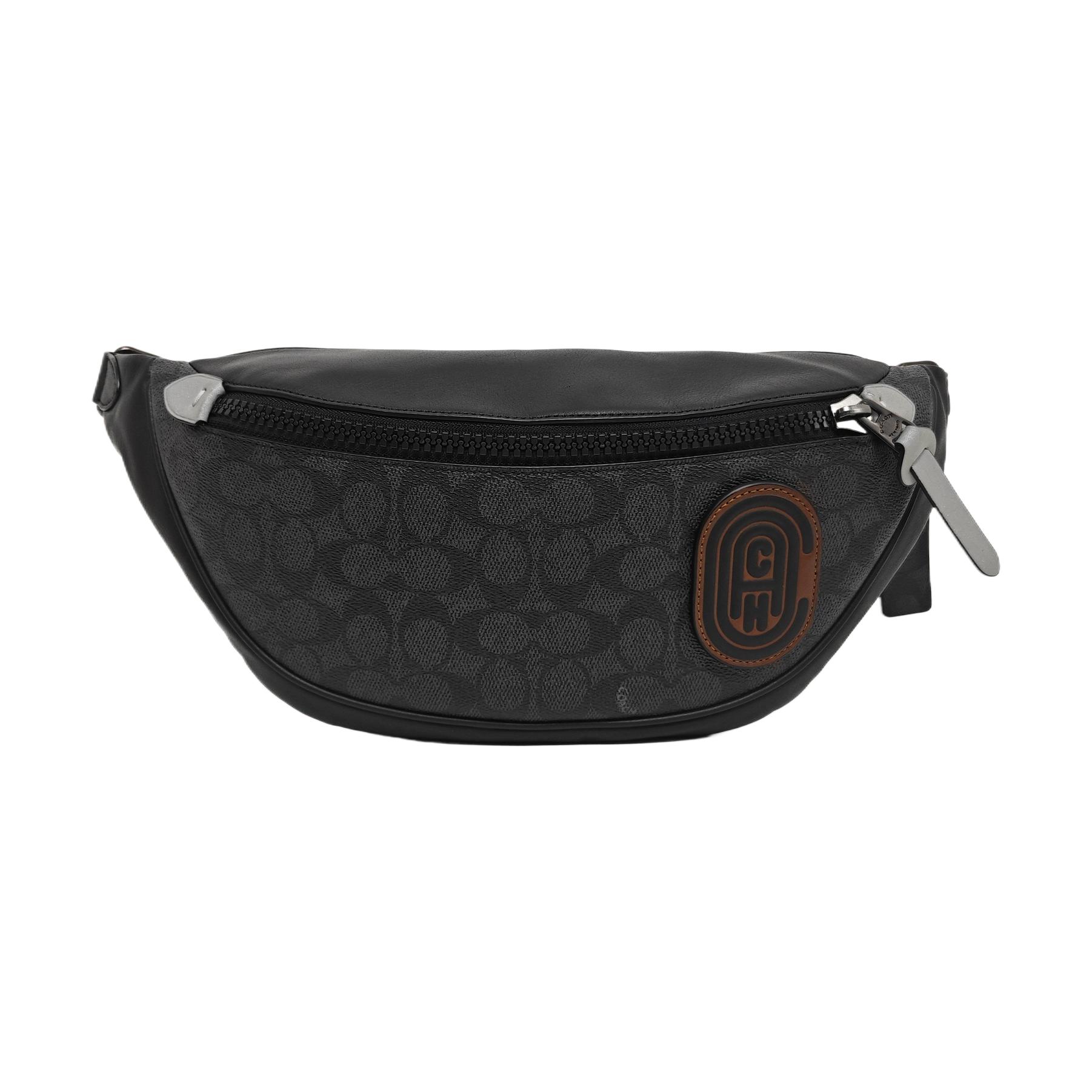 [Pre-Owned] Black Coated Canvas Waist Bag - Excellent #1KWKJEV ONE SIZE