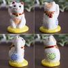 Kutani Beckoning Gold Coin and White Relief Ware, Right-handed Cat, Design, N-007F