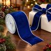 Wide Ribbon for Wreaths Velvet Christmas Ribbon, 2.5 x 78 Inch Wired with Gold Edges Red Green Gift Wrapping, Bow Making, DIY Crafts, Garland, Wreath,