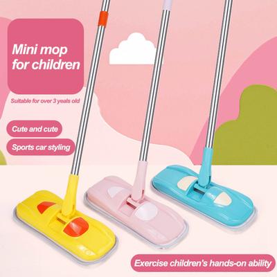 Mini Mop Piccolo Mop per bambini Pulizie Finta di giocare Giocattolo per la pulizia Simpatico piccolo mop con manico lungo e panno in spugna assorbente Pulizia dei bambini