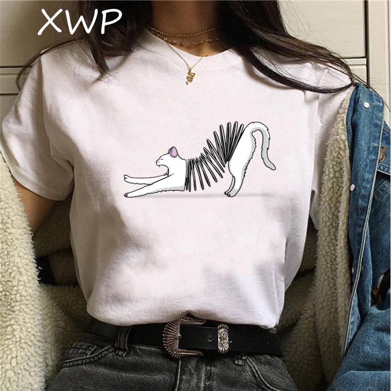 

Halloween T-Shirts Women Clothes Fuuny Printd Pumpkin Cat Tshirt Women s Short Sleeve Tops Streetwear T-Shirt Female Drop Ship S