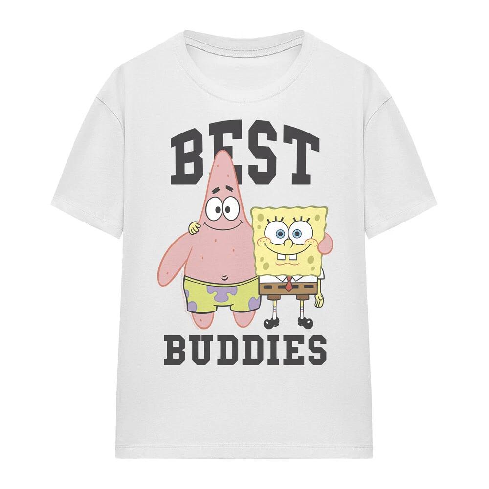Spongebob Squarepants And Patrick, Best Buddies Ladies 100% Cotton T-shirt Mens Tees Top S-2XL, White XL