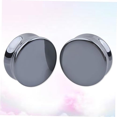 COMPUKAS 25mm Natural Stone Ear Plugs Tunnels 1 Pair Black Ear Gauges for Women Wedding Banquet