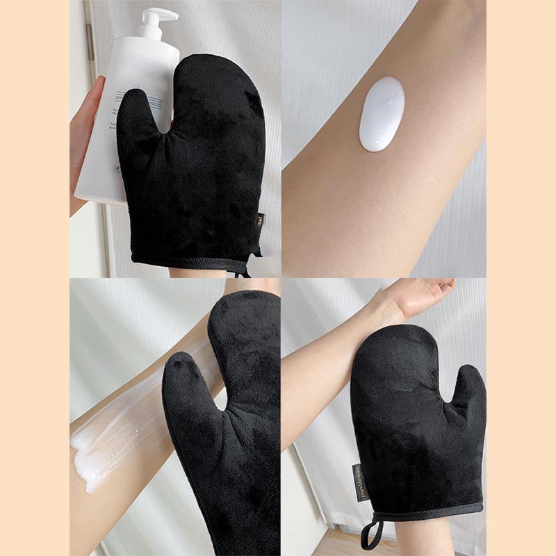 Rukavice na tělové mléko, samoopalovací rukavice, oboustranné, zabraňuje lepkavým rukou, aplikátor, rychleschnoucí flockovací rukavice, aplikátor na make-up
