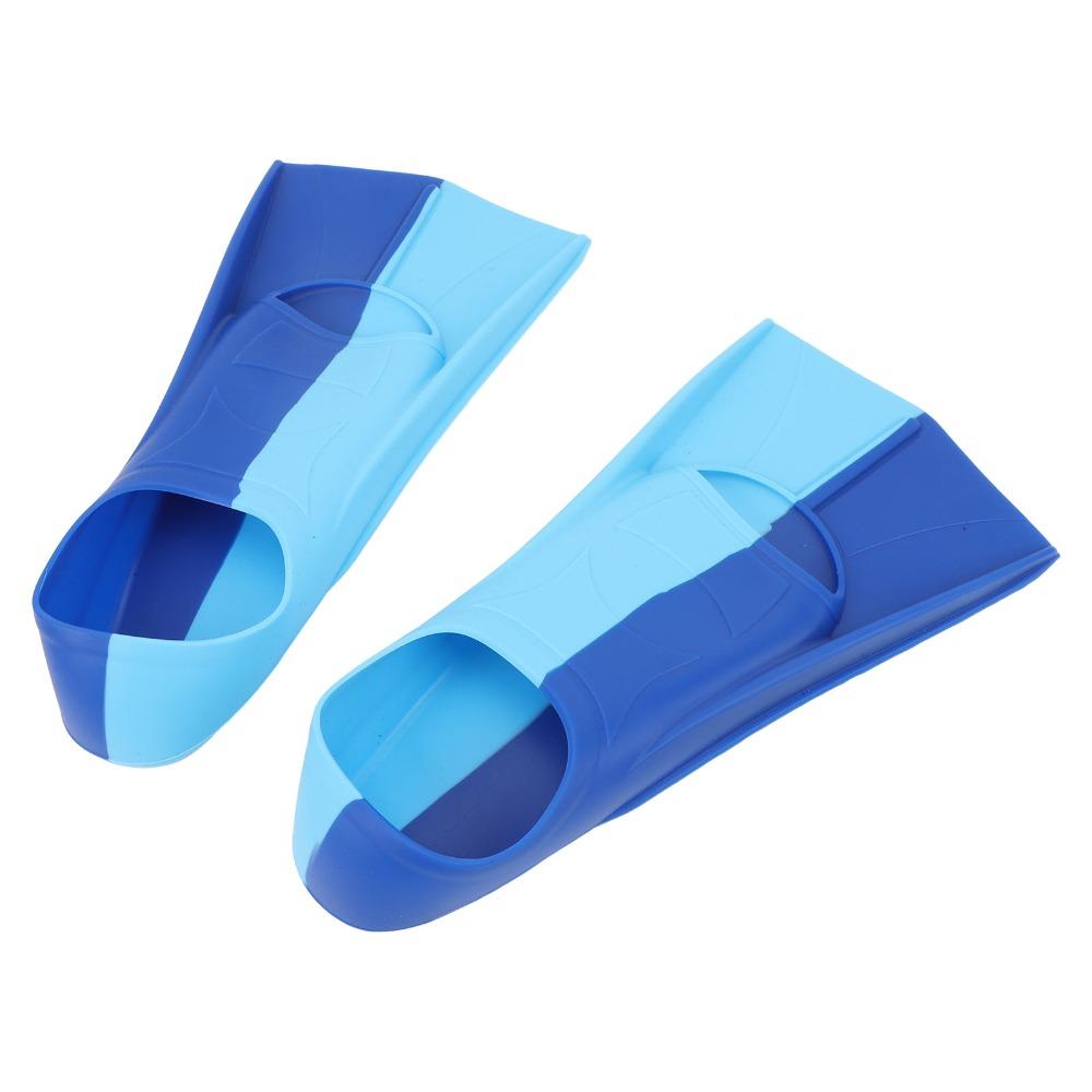 2PCS Silicone Swim Fins Blue Short Blade Fins Swimming Training Flippers for Diving Breaststroke
