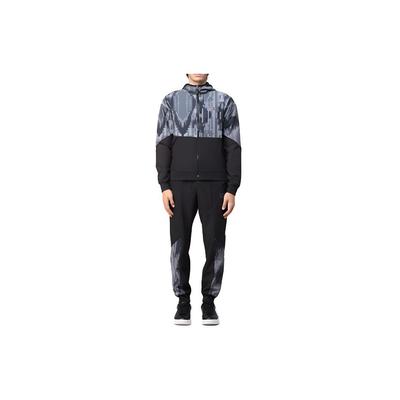 EA7 Color Block Zip-Up Hooded Long Sleeve Sweatshirt Men Tops Black 6LPV05-PN6TZ-1200