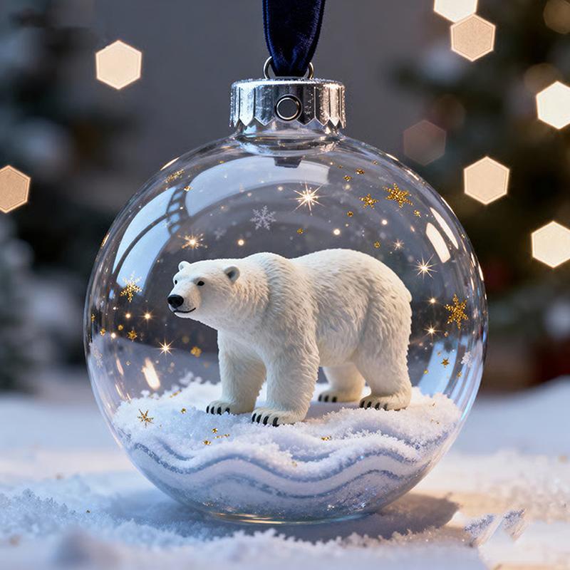 8Cm Transparent Acrylic Ball Cardinal/Hummingbird Pattern Creative Tree Decoration Hanging Pendant For Home
