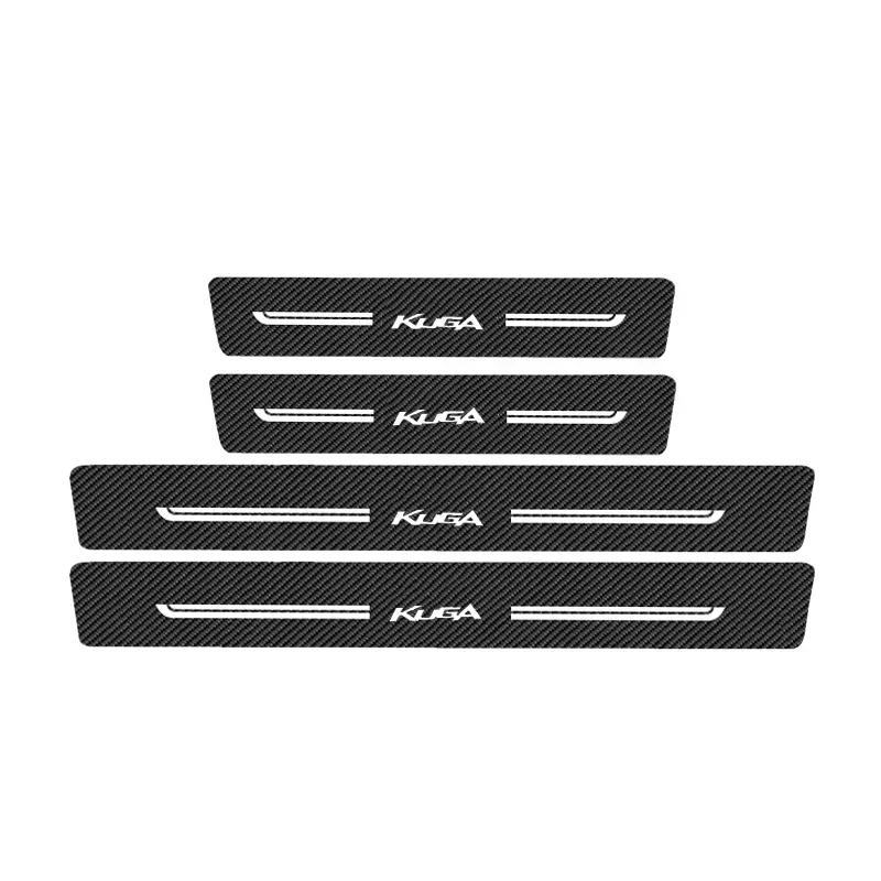 ACQ1 Carbon Fiber Car Door Sill Anti Kick Sticker Rear Bumper Trunk Scratch Guard Decals For Ford KUGA Logo Exterior Accessories