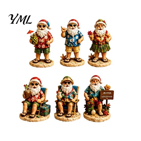 Summer Beach Santa Claus 2026 Advent Calendar, 24-Day Acrylic Ornament Set with Calendar Surfing Figures, Tropical Christmas Tree Hanging Decor,