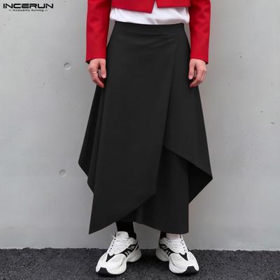 Falda Culotte Gótica Plisada Irregular de Cintura Elástica para Hombre