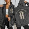 Content Is Happiness Letter R Pattern Zipper Hoodie Woman Fashion Casual Hoodies Loose Multicolor Hoody Clothes