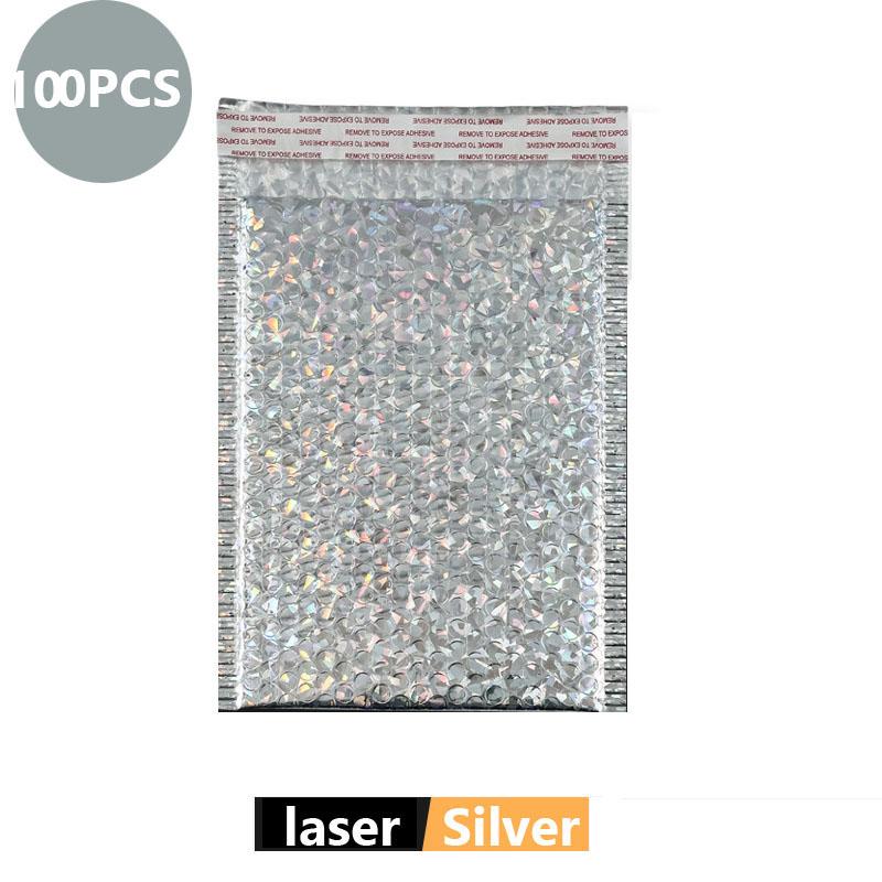 100PCS Holographic Mailer Laser Bubble Mailers Padded Envelopes Packaging Bags for Business Bubble Mailers Shipping Packaging