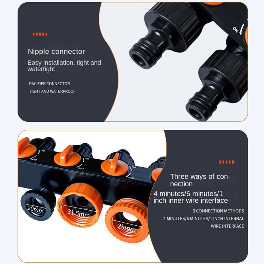 Water Distributor Connector 4Way Hose Spigot Distributor Anti-Drop Water Distributor Hose Splitter Valve Splitter Faucet Adapter