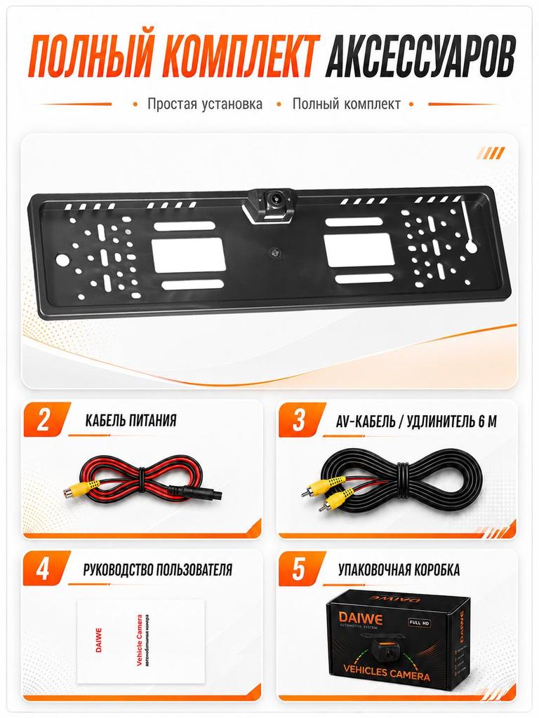 License plate frame AHD car rearview camera with angle adjustment, suitable for parking.