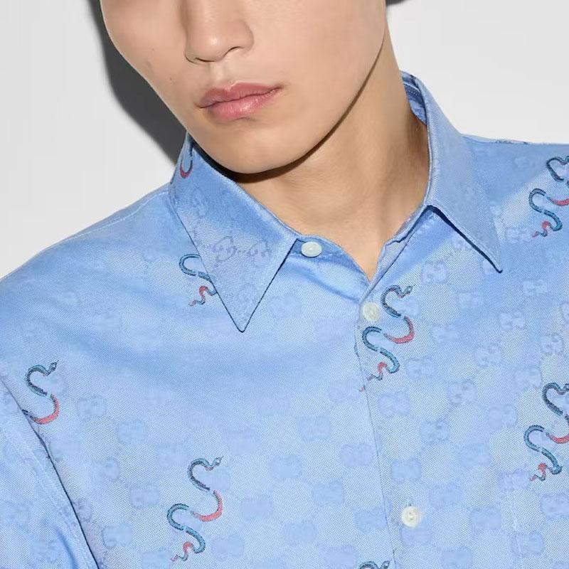 Gucci Shirts Men's Blue Moderate Other 820396-Z7AIX-4399