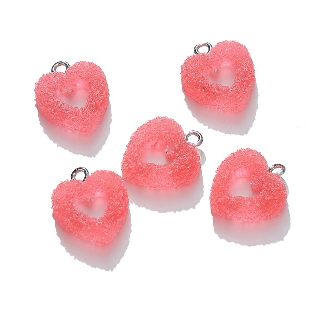 

10pcs/lot Colorful Soft Candy Heart Shape Charms Cute Resin Pendant for DIY Handmade Earring Bracelets Jewelry Making Bulk 10pcs красный