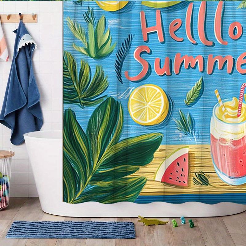 Hello Summer Watermelon Shower Curtain - Water-Resistant, Easy To Clean, Adds a Fresh and Vibrant Touch To Your Bathroom Decor