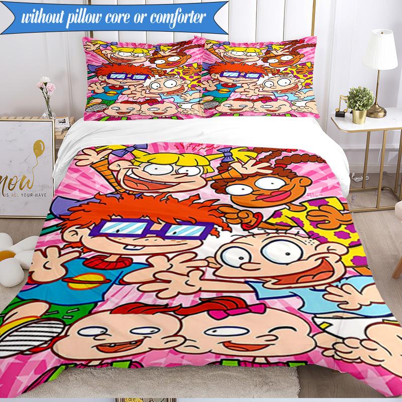 Rugr-ats: Urban Adventure 3pcs K-pop music group Bedding set,Ideal for Bedroom, Dormitory,Including Duvet Cover And 2pcs Pillowcases,Fan gifts