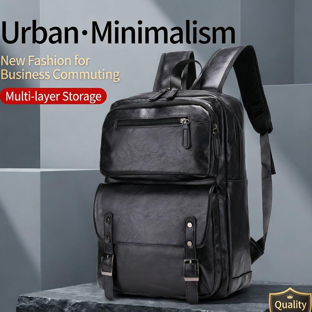 Schoolbag New Business Leather Backpack Men's Large Capacity Commuter Computer Backpack Stylish and Simple Travel Backpack
