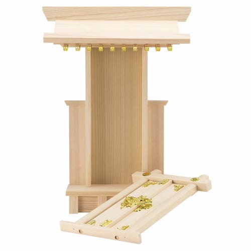 Buddhist Altar Shop Takita Shoten's Shinto Shrine (Omiya) with Sleeves (35cm High X 27cm Wide) - A Cypress Shrine for Enshrining Sacred Talismans. [Ce