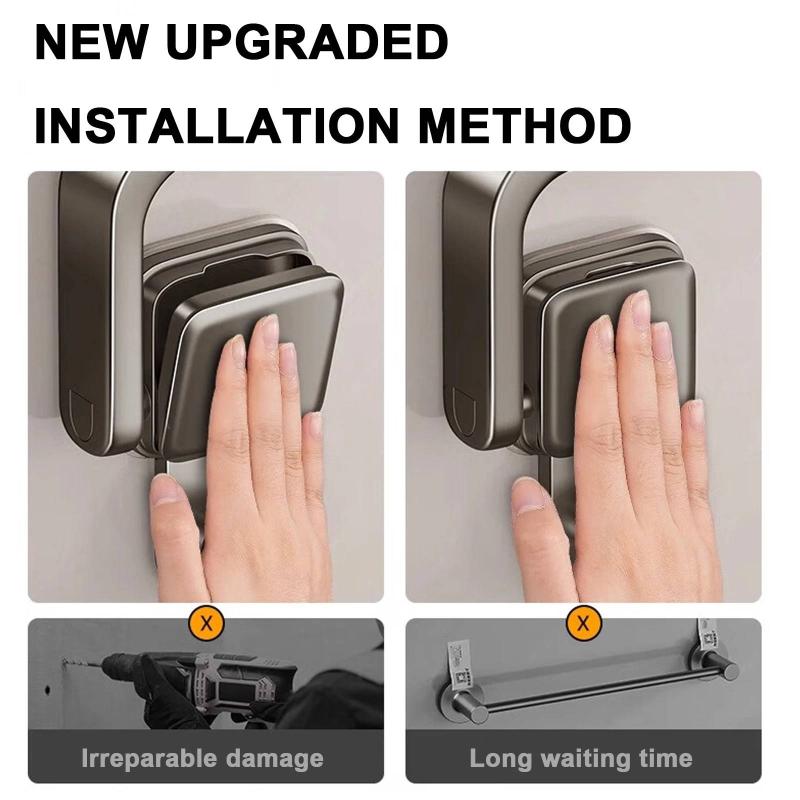 30cm 40cm 50cm Suction Cup Towel Bar Foldable Bathroom Towel Rack Easy Install for Tile Wall