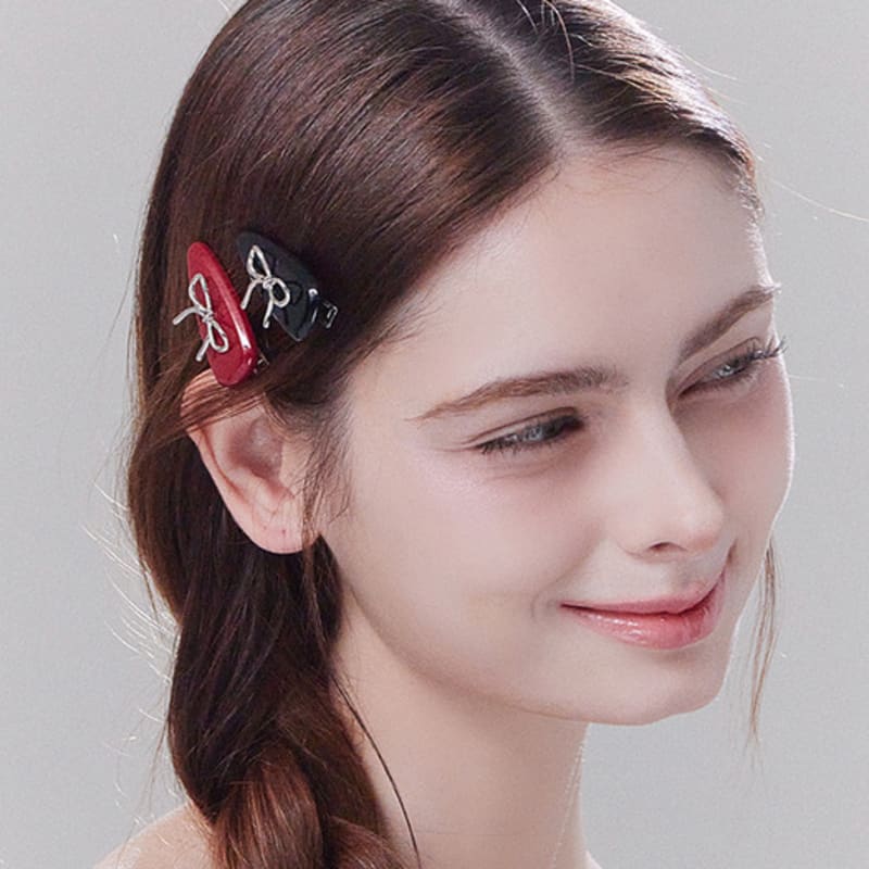 

Charmy charming ribbon hair pin (2colors) black
