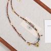 GEMCHIC Women's Retro Vintage Heart Natural Tiger Eye Stone Necklace, Colorful Beaded Clavicle Chain with Gold Pendant for Spring