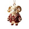 Auspicious Goat Theme Gifts 2D Acrylic Christmas Hanging Ornament, 3.15 Inch Farm Animal Xmas Tree Holiday Car Interior Decor Decoration for Rear View