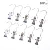 10Pcs Stainless Steel Clothes Pin With Hooks Laundry Clothes Pegs Hook Multifunctional Non Slip Hanging Clip For Socks Hats Pant