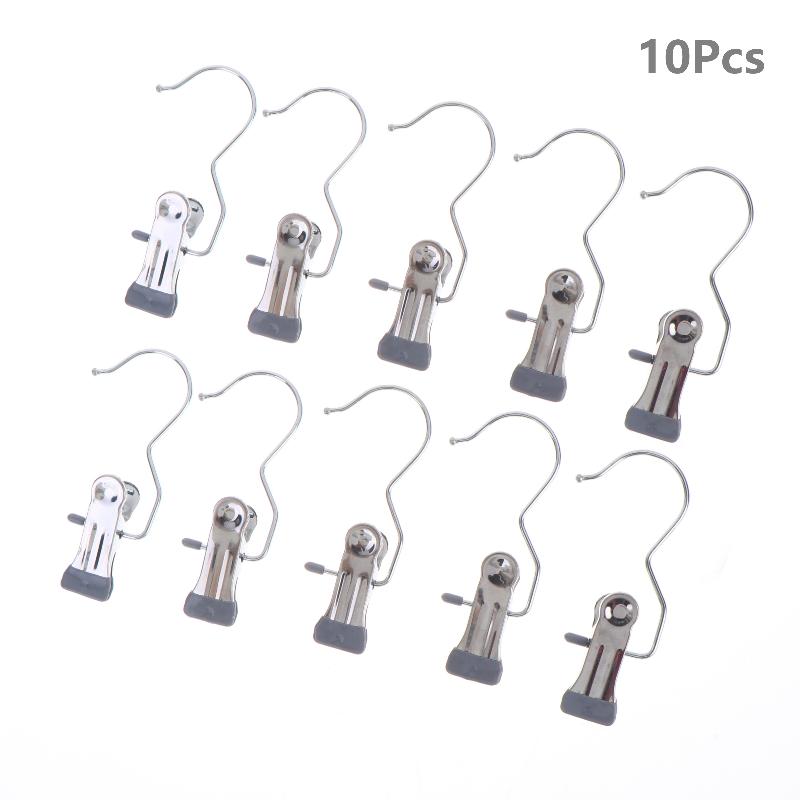 10Pcs Stainless Steel Clothes Pin With Hooks Laundry Clothes Pegs Hook Multifunctional Non Slip Hanging Clip For Socks Hats Pant