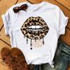 New Unisex Pink Lips Leopard Graphic T Shirt Casual Fahion Oneck Sexy Black Tees Kiss Lip Funny Girls Tshirtdrop Shipping