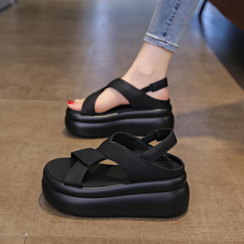 

Sandals women s summer wear new high-end fashion with skirt muffin platform sports beach shoes 35 чёрный