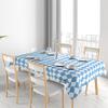 Tablecloth Checkered Blue White Kitchen Dining Room Decor Farmhouse Waterproof Modern Reversible Washable Placemats Set Perfect