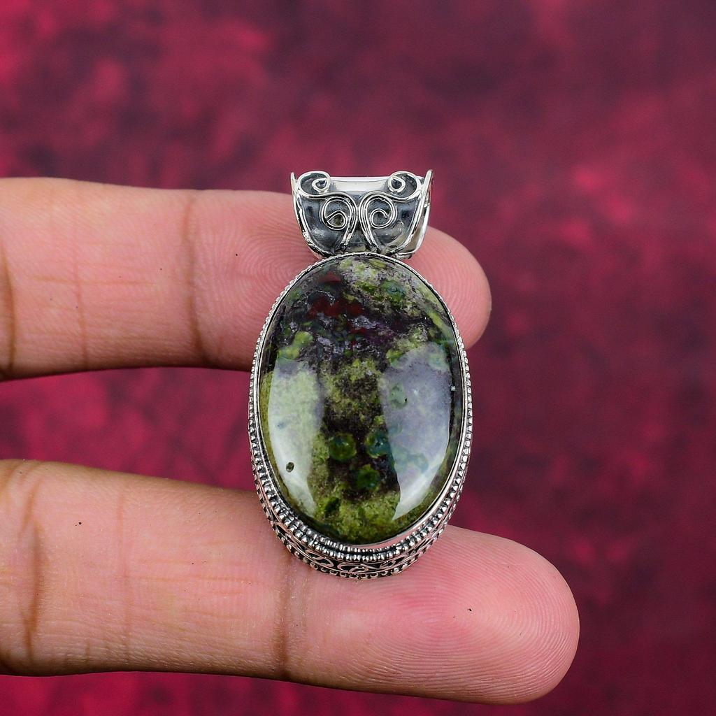 Drakblodshänge, Ädelstenssmycken 925 Sterlingsilverhänge, Gåva till kvinnor Handgjort hänge