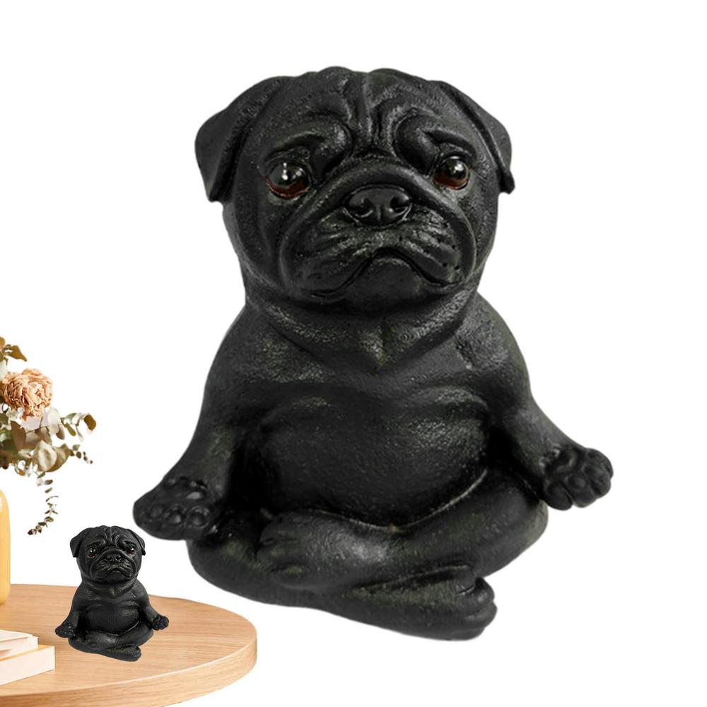 Meditation Dog Statue Resin Pug Sculpture for Car Decoration Zen Yoga Dog Figurine Meditation Pug Statue for SUVs Trucks Cars