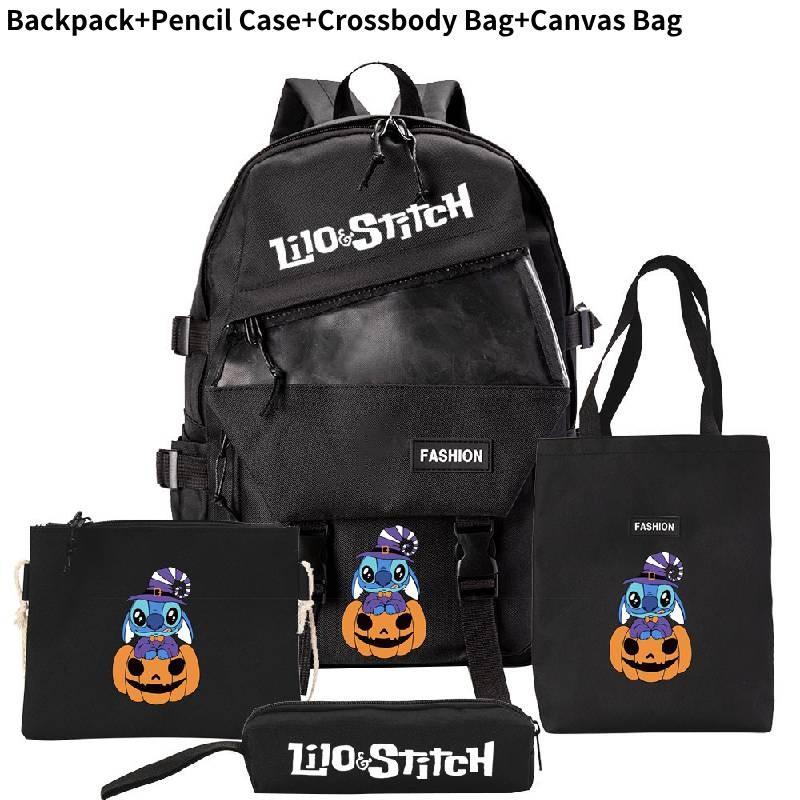 Stylish And Versatile Stitch Backpack Set With Four Unique Pieces For Students