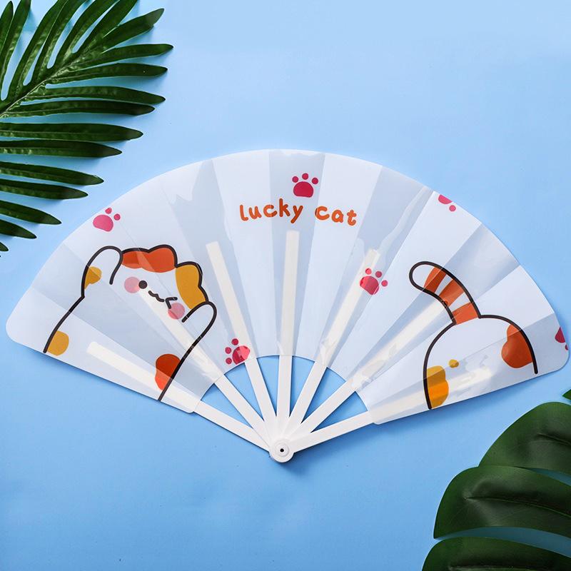 Cartoon Hand Crank Cool Fan Creative Summer Small Fresh Cute Portable Folding Fan PP Plastic Folding Fan for Student Children