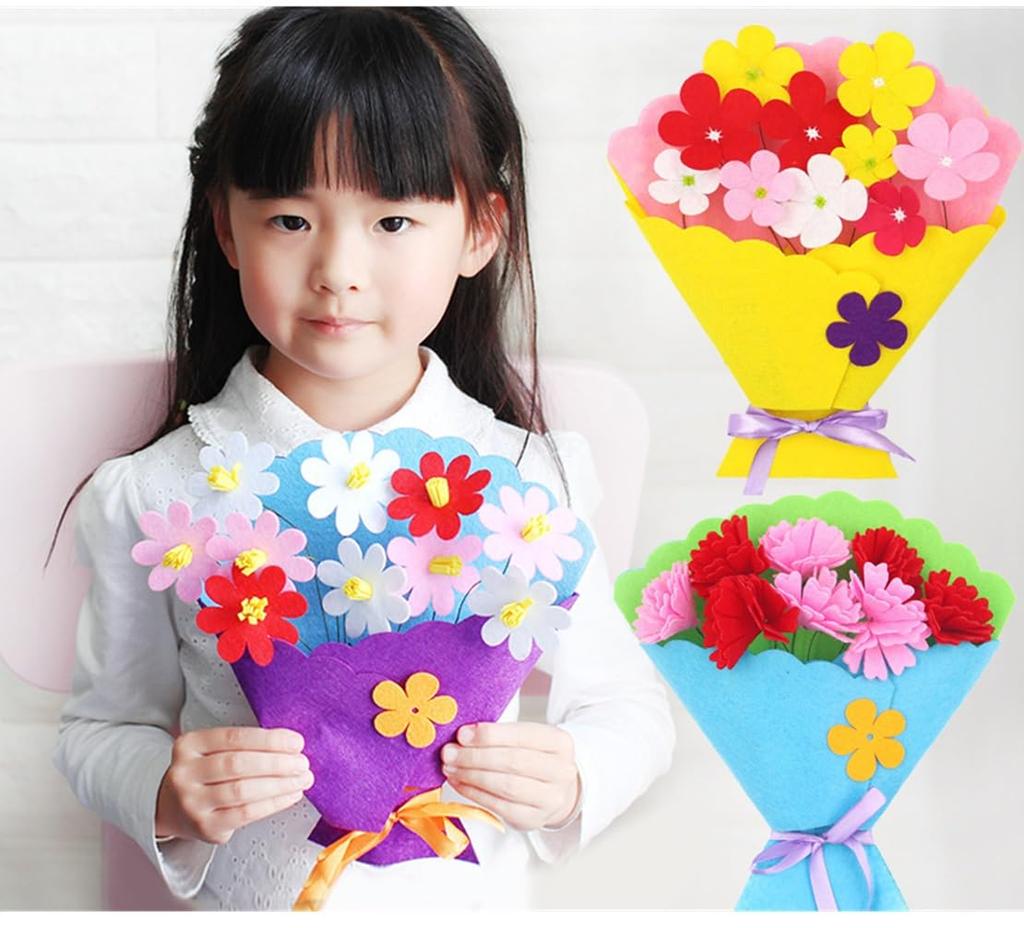 SKTMH Flower Bouquet Set of Handmade Bouquets with Stylish DIY Felt Bouquet Kit for Flower Educational Craft Birthday Gift Kit, 5, Long-Lasting