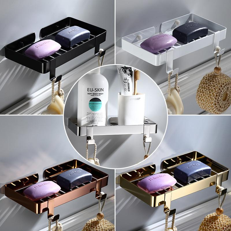 Tuqiu Rose Gold Bathroom Shelf Gold Soap Holder SUS 304 Black Bathroom Soap Dish Wall Mounted white Kitchen Storage holder