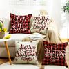 Autumn and Winter Red and Black Checkered Letter Pillow Cover Digitally Printed Pillow Pillow Cover Home Cushion Cover