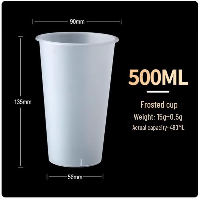 Disposable Frosted Milk Tea Cup Set with Lids and Straws