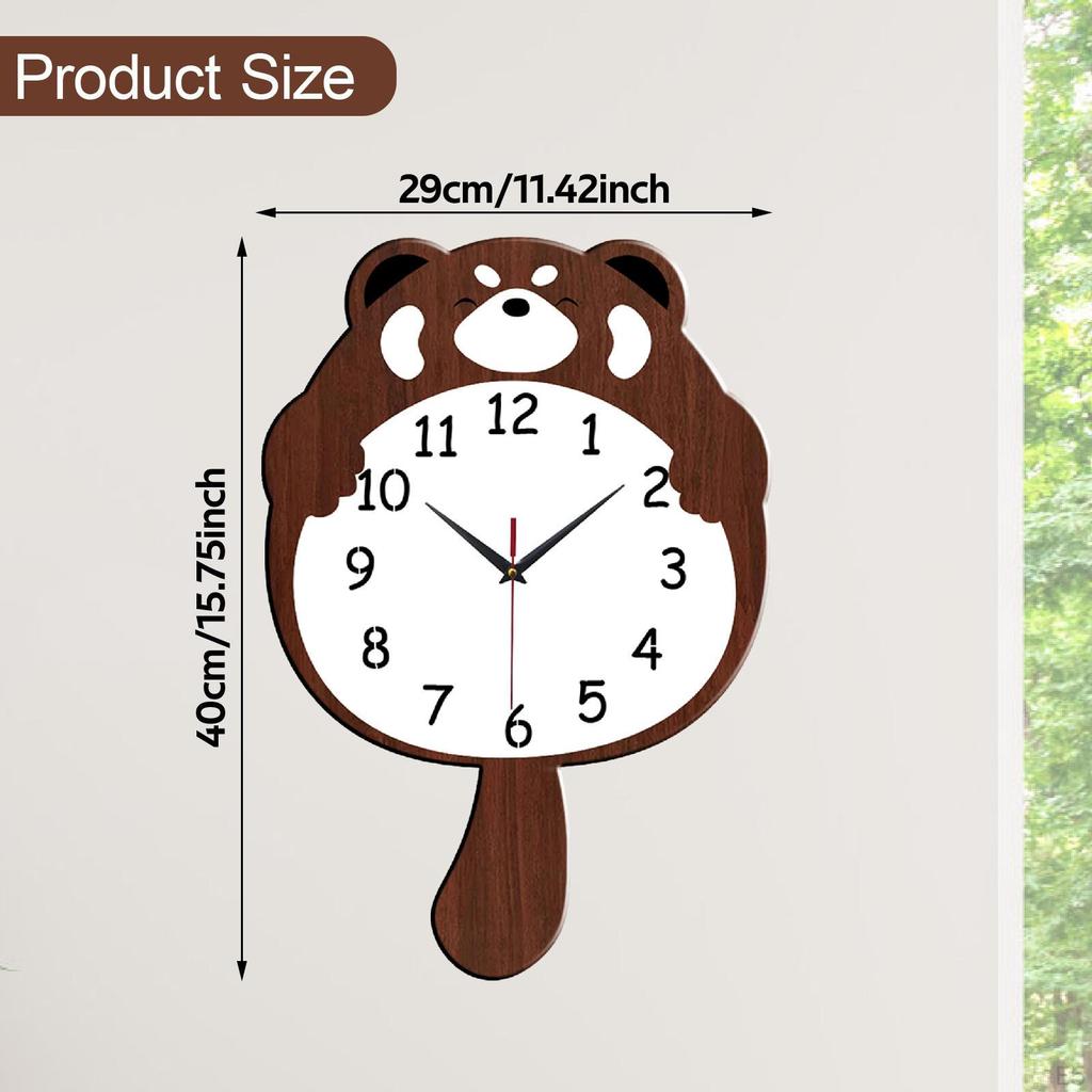 Wall Clock Hanging Fashion Cartoon Housewarming Gift Sturdy with Swing Tail Home Decoration