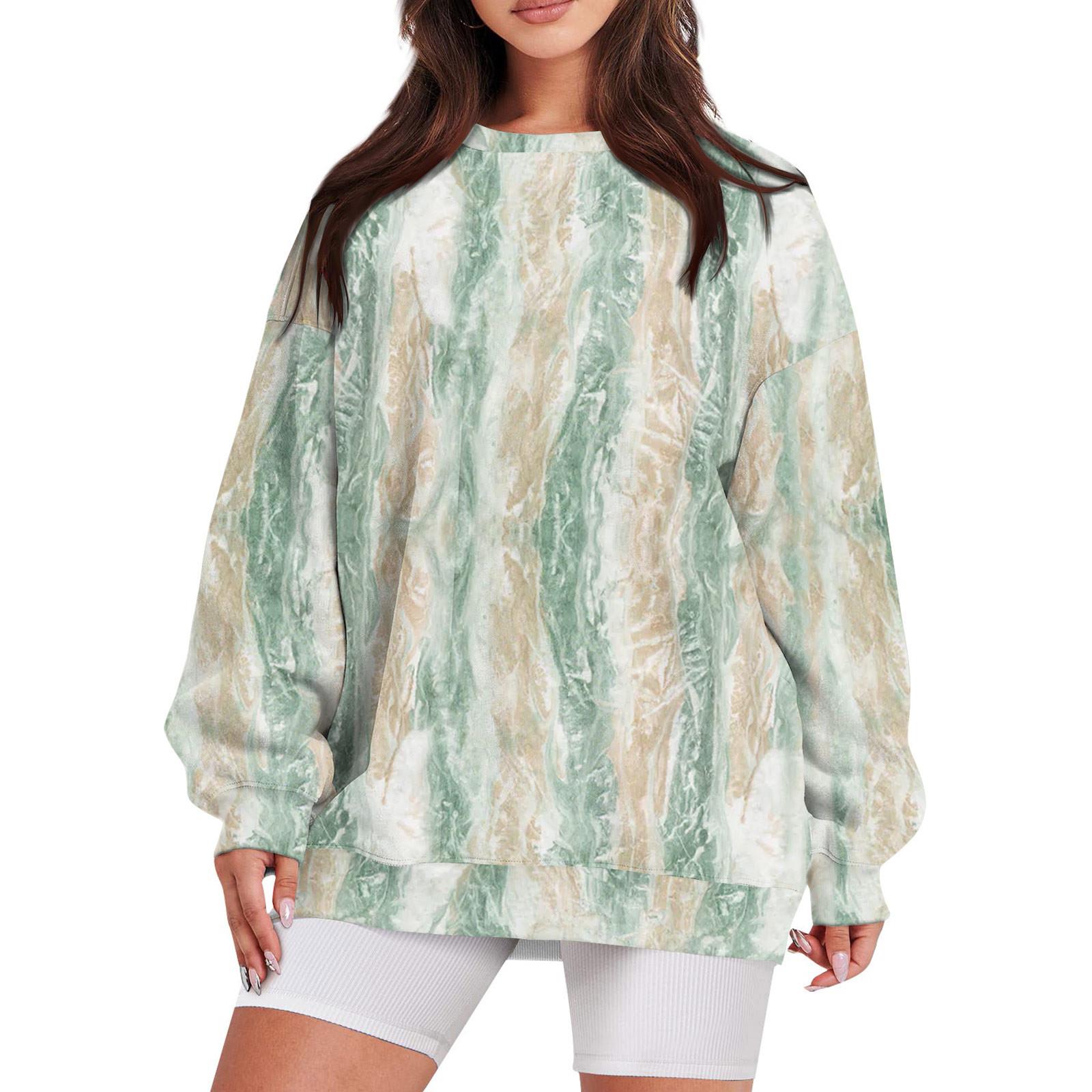 Женская повседневная модная винтажная толстовка с длинным рукавом и круглым вырезом — фото 4