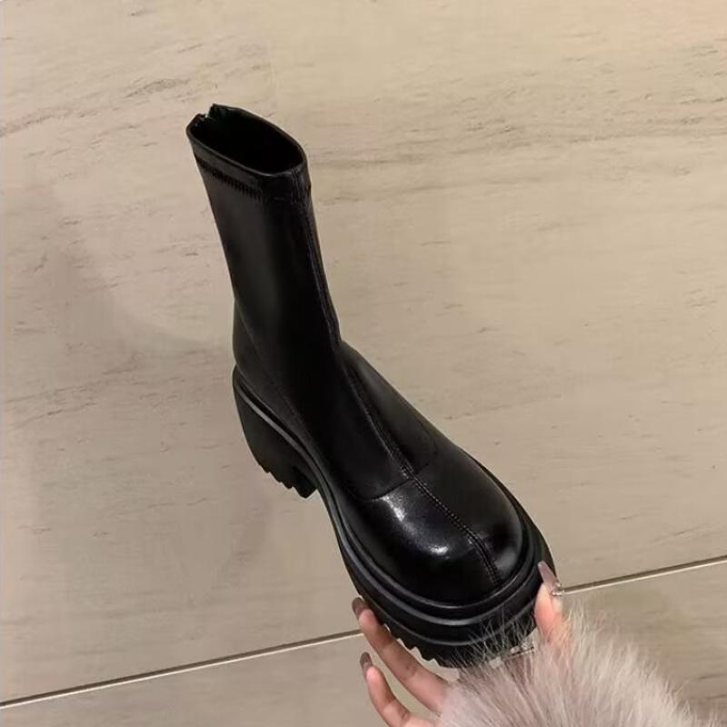 Spring and Autumn Hot Selling Women's Shoes High Quality Solid Color Round Toe Low Heel Short Leg Women's Fashion Boots