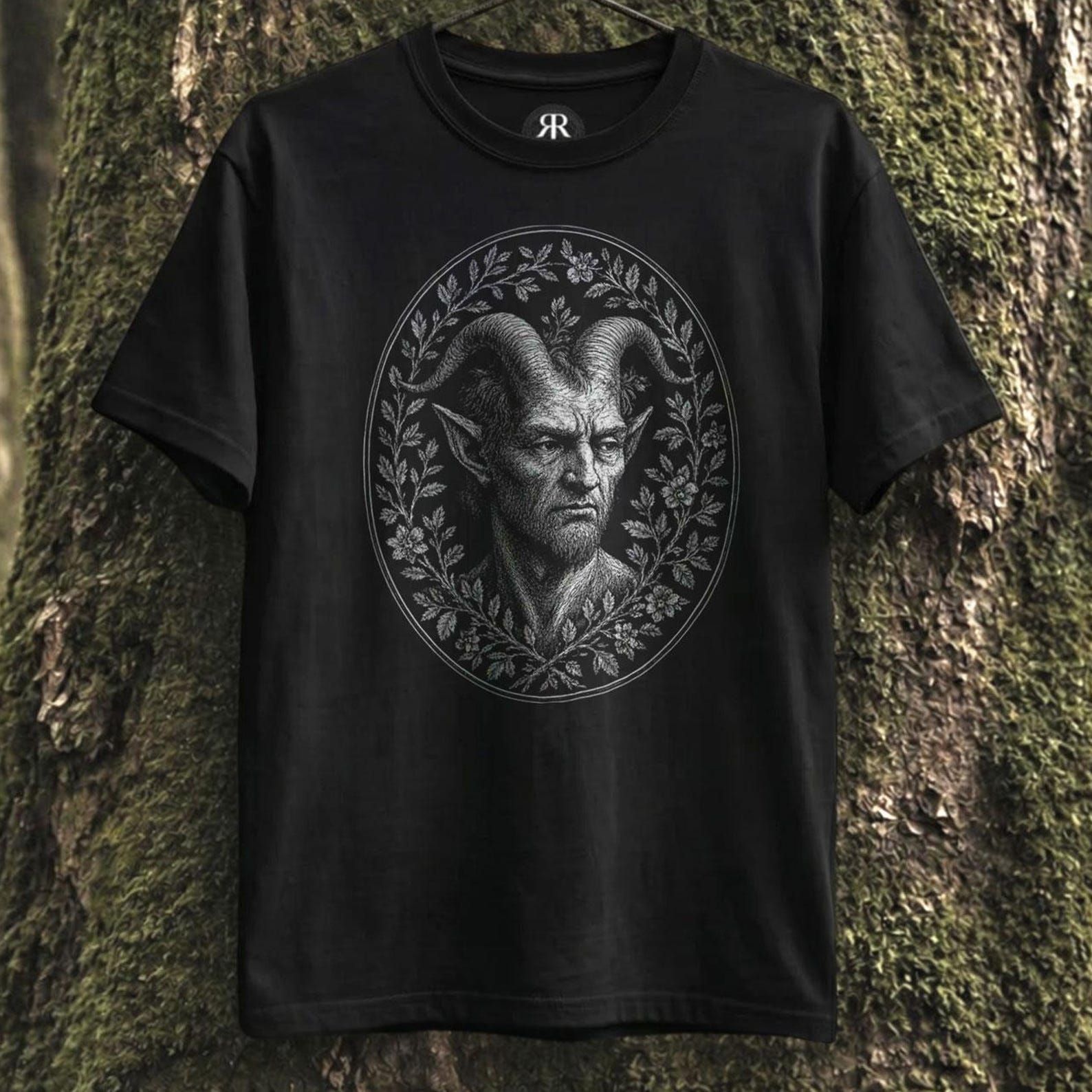 Horned God Shirt - Faunus Pagan Folk Horror Graphic Tee S